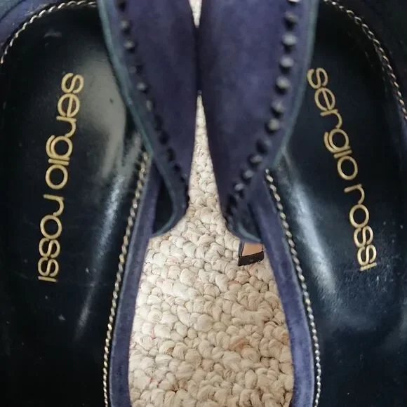 Sergio Rossi Poetic Surrealism night blue butterfly suede heels size 6.5 - Picture 12 of 16